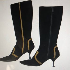 Black suede knee high boots